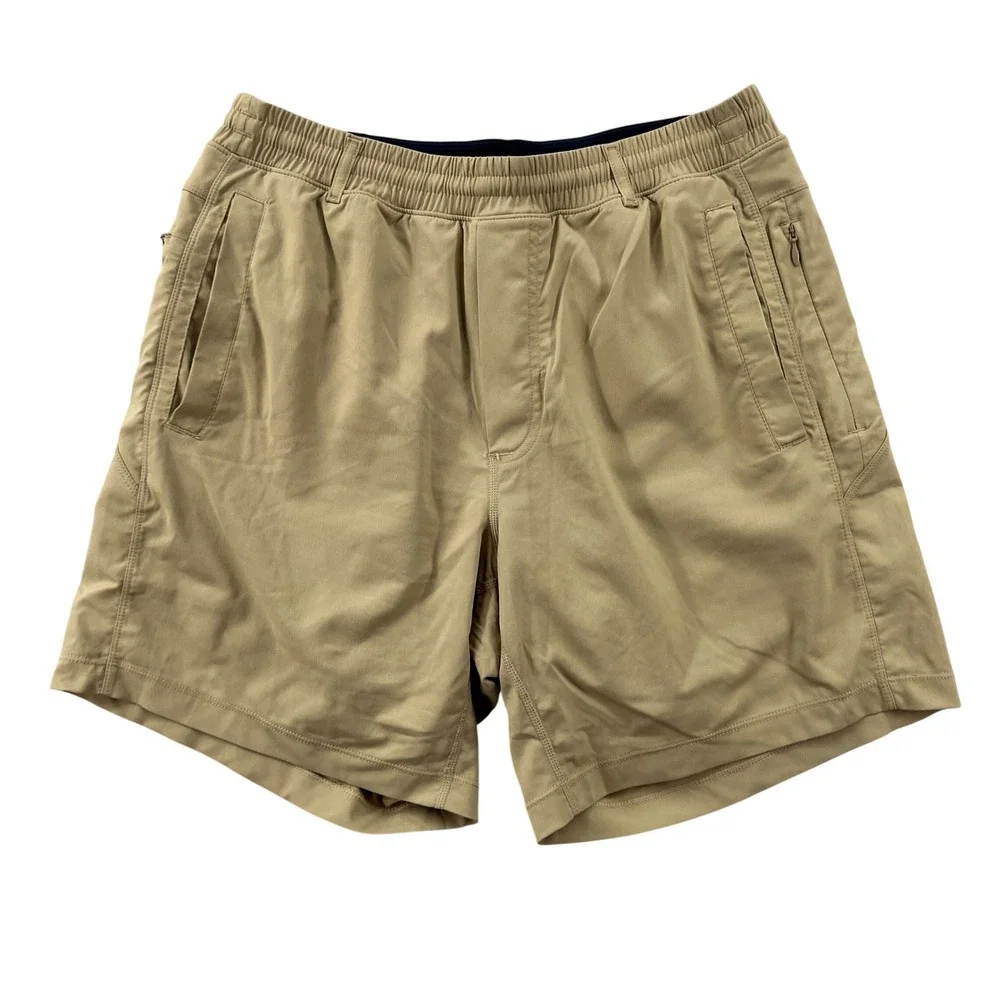 Birddogs Classic Khaki Shorts Mens Medium Compression Liner Tan Active Gym - Picture 1 of 8